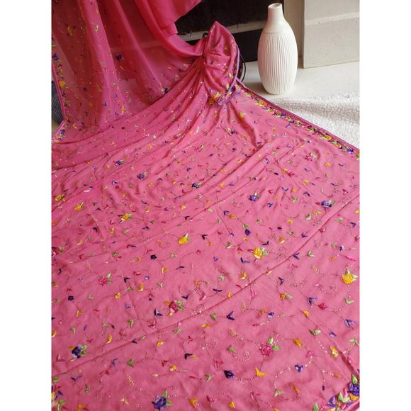 Handmade Dresses & Skirts - Women Pure Georgette Parsi Gara Saree Designer Party Cocktail Bollywood Wedding